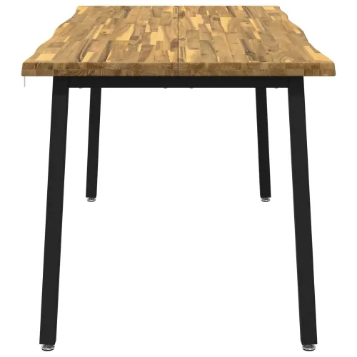 Stol za blagovanje s prirodnim rubom 160 x 80 x 75 cm Bijela - Bijela i crna 160 x 80 x 75 cm Živi rub Cijena