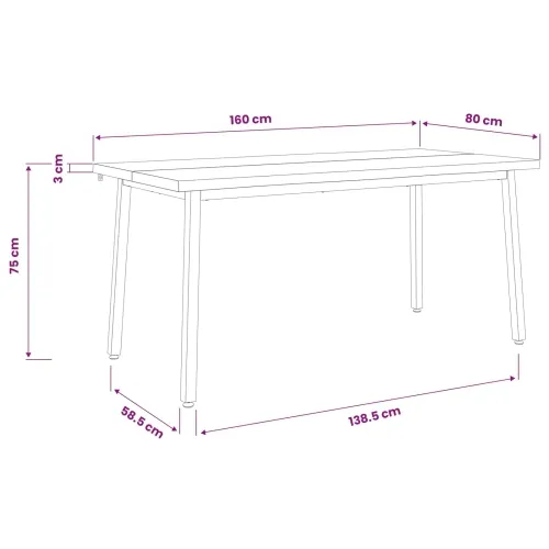 Stol za blagovanje s prirodnim rubom 160 x 80 x 75 cm Bijela - Bijela 160 x 80 x 75 cm Živi rub Cijena