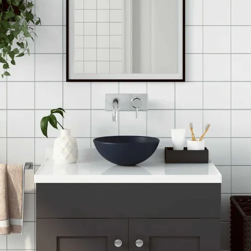 Kupaonski Lavabo - Umivaonik od keramike tamnoplavi okrugli - Tamno plava Cijena