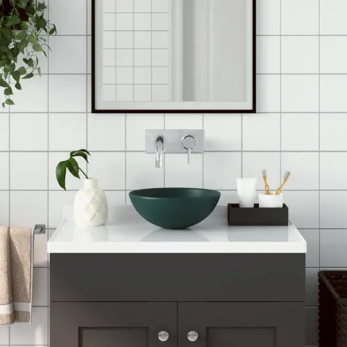 Kupaonski Lavabo - Umivaonik od keramike tamnozeleni okrugli - Tamnozelena Cijena