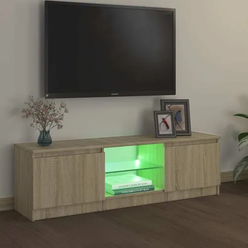 TV ormarić s LED svjetlima boja hrasta sonome 120x30x36 cm - OUTLET - NEPREUZETO Cijena