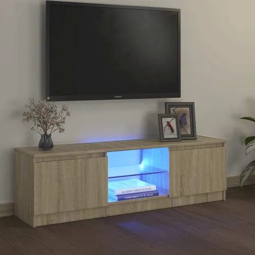 TV ormarić s LED svjetlima boja hrasta sonome 120x30x36 cm - OUTLET - NEPREUZETO Cijena