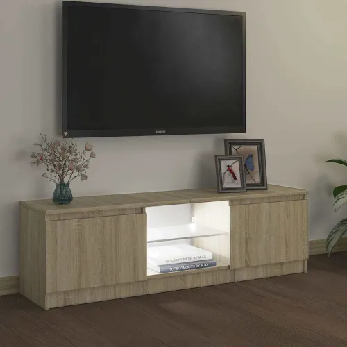 TV ormarić s LED svjetlima boja hrasta sonome 120x30x36 cm - OUTLET - NEPREUZETO Cijena