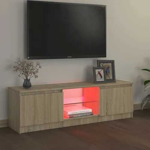 TV ormarić s LED svjetlima boja hrasta sonome 120x30x36 cm - OUTLET - NEPREUZETO Cijena