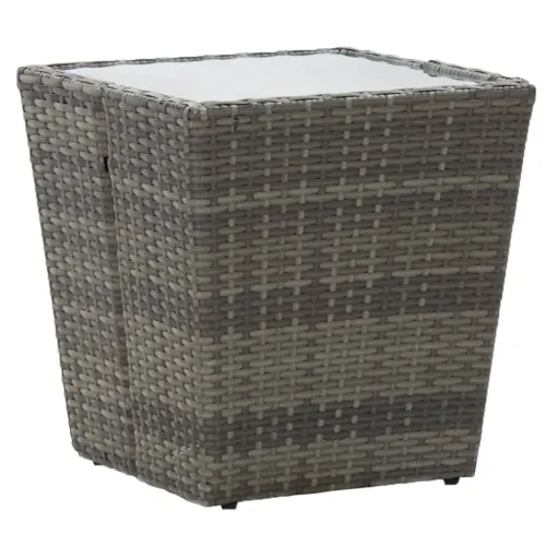 Stolić za kavu sivi 41,5x41,5x43cm poliratan i kaljeno staklo - OUTLET - NEPREUZETO Cijena