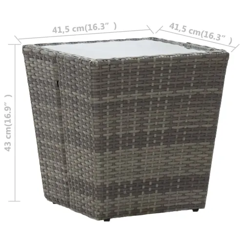 Stolić za kavu sivi 41,5x41,5x43cm poliratan i kaljeno staklo - OUTLET - NEPREUZETO Cijena