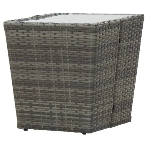 Stolić za kavu sivi 41,5x41,5x43cm poliratan i kaljeno staklo - OUTLET - NEPREUZETO Cijena
