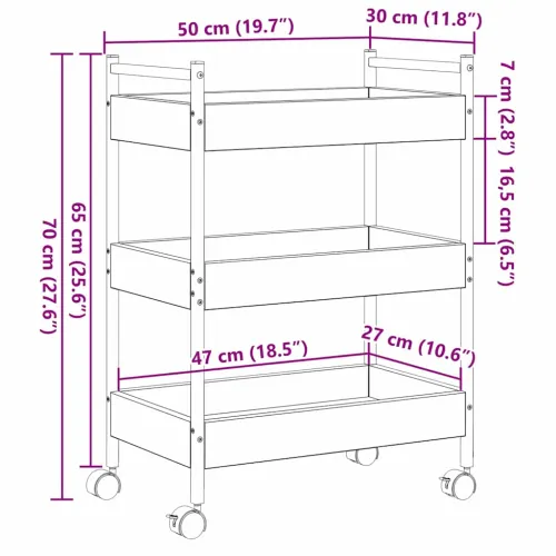 Kuhinjska kolica - drvo - 50 x 30 x 70 cm - OUTLET - NEPREUZETO Cijena