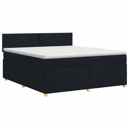 Boxspring krevet s madracem Crna 180 x 200 cm Tkanina - Crna 180 x 200 cm Dizajn s rombovima Cijena