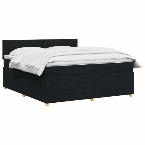 Boxspring krevet s madracem Crna 180 x 200 cm Tkanina - Crna 180 x 200 cm Dizajn s rombovima Cijena
