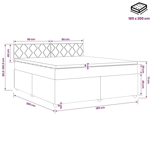 Boxspring krevet s madracem Crna 180 x 200 cm Tkanina - Crna 180 x 200 cm Dizajn s rombovima Cijena