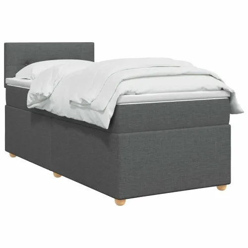 Boxspring krevet s madracem Tamnosiva 90 x 190 cm Tkanina - Tamnosiva 90 x 190 cm Prošiveno gumbima Cijena