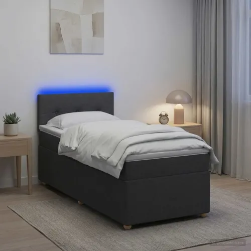 Boxspring krevet s madracem Tamnosiva 90 x 190 cm Tkanina - Tamnosiva 90 x 190 cm Prošiveno gumbima Cijena