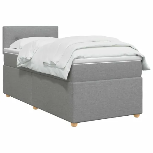 Boxspring krevet s madracem Svjetlosiva 90 x 200 cm Tkanina - Svjetlosiva 90 x 200 cm Prošiveno gumbima Cijena