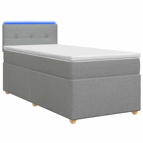 Boxspring krevet s madracem Svjetlosiva 90 x 200 cm Tkanina - Svjetlosiva 90 x 200 cm Prošiveno gumbima Cijena