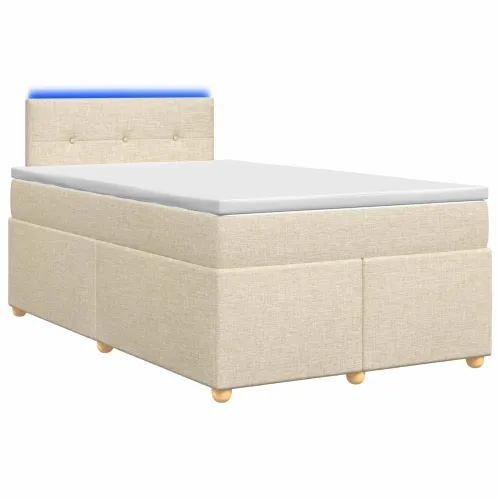 Boxspring krevet s madracem Krem 120 x 190 cm Tkanina - Krem 120 x 190 cm Prošiveno gumbima Cijena