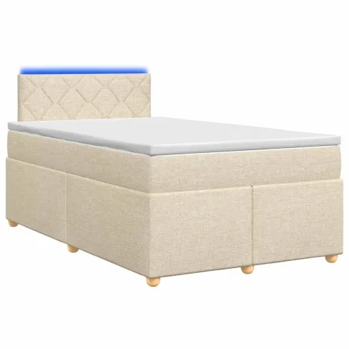 Boxspring krevet s madracem Krem 120 x 190 cm Tkanina - Krem 120 x 190 cm Dizajn s rombovima Cijena