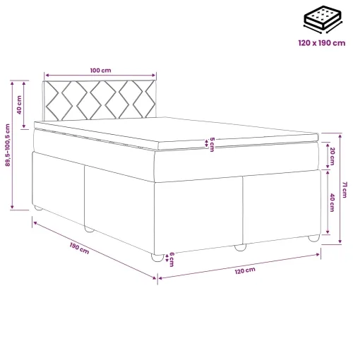 Boxspring krevet s madracem Krem 120 x 190 cm Tkanina - Krem 120 x 190 cm Dizajn s rombovima Cijena