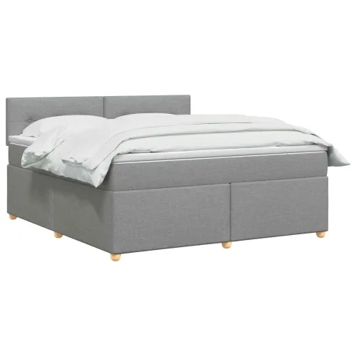 Boxspring krevet s madracem Svjetlosiva 140 x 190 cm Tkanina - Svjetlosiva 140 x 190 cm Prošiveno gumbima Cijena