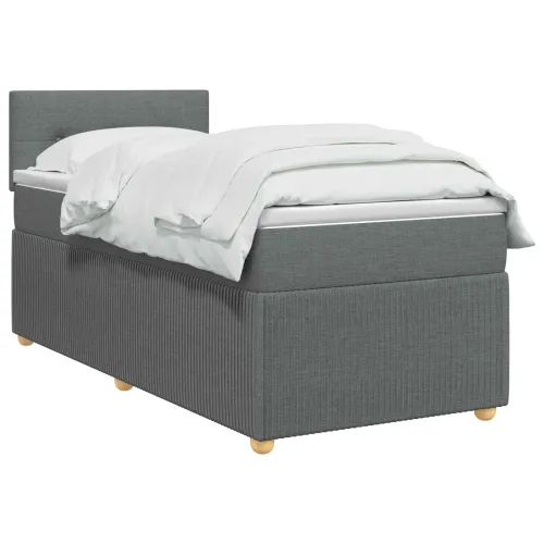 Boxspring krevet s madracem Tamnosiva 90 x 190 cm Tkanina - Tamnosiva 90 x 190 cm Prošiveno gumbima Cijena