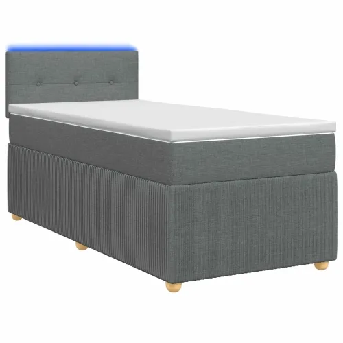 Boxspring krevet s madracem Tamnosiva 90 x 200 cm Tkanina - Tamnosiva 90 x 200 cm Prošiveno gumbima Cijena