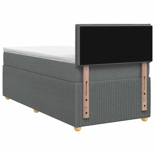 Boxspring krevet s madracem Tamnosiva 90 x 200 cm Tkanina - Tamnosiva 90 x 200 cm Prošiveno gumbima Cijena