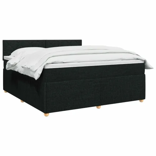 Boxspring krevet s madracem Crna 180 x 200 cm Tkanina - Crna 180 x 200 cm Dizajn s rombovima Cijena