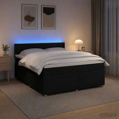 Boxspring krevet s madracem Crna 180 x 200 cm Tkanina - Crna 180 x 200 cm Dizajn s rombovima Cijena