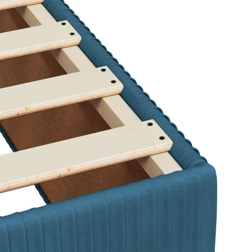 Boxspring krevet s madracem Plava 90 x 190 cm Baršun - Plava 90 x 190 cm Dizajn s rombovima Cijena