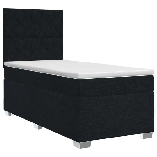 Boxspring krevet s madracem Crna 90 x 190 cm Tkanina - Crna 90 x 190 cm Dizajn s rombovima Cijena