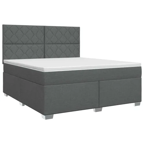 Boxspring krevet s madracem Tamnosiva 140 x 190 cm Tkanina - Tamnosiva 140 x 190 cm Dizajn s rombovima Cijena