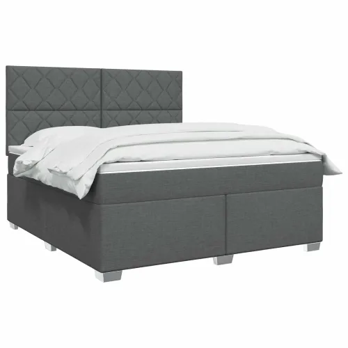 Boxspring krevet s madracem Tamnosiva 140 x 190 cm Tkanina - Tamnosiva 140 x 190 cm Dizajn s rombovima Cijena