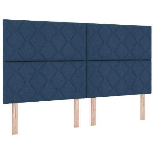 Boxspring krevet s madracem Plava 180 x 200 cm Tkanina - Plava 180 x 200 cm Dizajn s rombovima Cijena