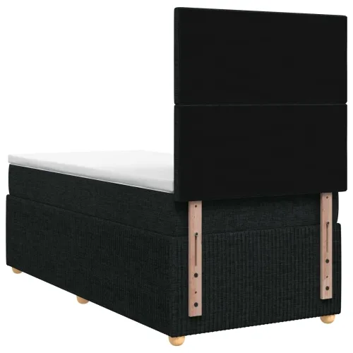 Boxspring krevet s madracem Crna 90 x 190 cm Tkanina - Crna 90 x 190 cm Dizajn s rombovima Cijena