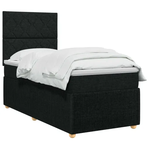 Boxspring krevet s madracem Crna 90 x 200 cm Tkanina - Crna 90 x 200 cm Dizajn s rombovima Cijena