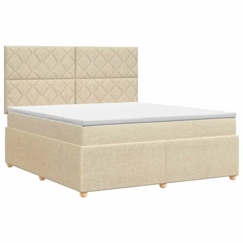 Boxspring krevet s madracem Krem 160 x 200 cm Tkanina - Krem 160 x 200 cm Dizajn s rombovima Cijena