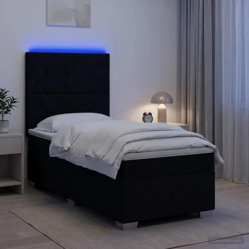 Boxspring krevet s madracem Crna 90 x 200 cm Tkanina - Crna 90 x 200 cm Dizajn s rombovima Cijena