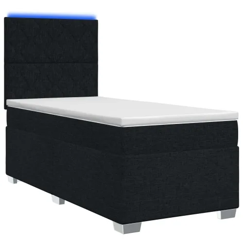 Boxspring krevet s madracem Crna 90 x 200 cm Tkanina - Crna 90 x 200 cm Dizajn s rombovima Cijena
