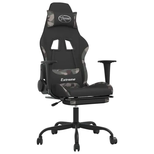 Masažna Gaming stolica od tkanine s osloncem crno-maskirna - Maskirna Sa naslonom za noge Cijena