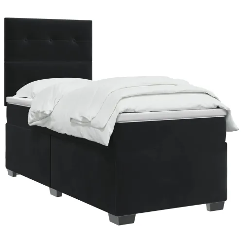 Boxspring krevet s madracem Crna 90 x 200 cm Baršun - Crna 90 x 200 cm Prošiveno gumbima Cijena