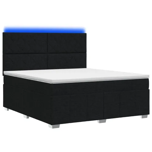 LED okvir za krevet s madracem Crna 180 x 200 cm Tkanina - Crna 180 x 200 cm Dizajn s rombovima Cijena
