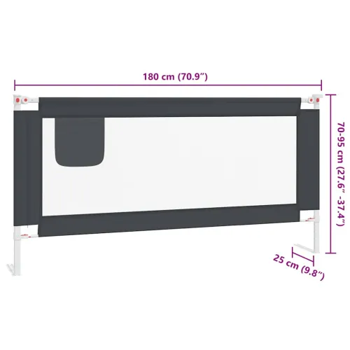 Sigurnosna ograda za dječji krevet tamnosiva 180x25 cm tkanina - OUTLET - NEPREUZETO Cijena