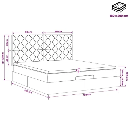 Podesivi krevet s madracem Plava 180 x 200 cm Tkanina - Plava 180 x 200 cm Dizajn s rombovima Cijena