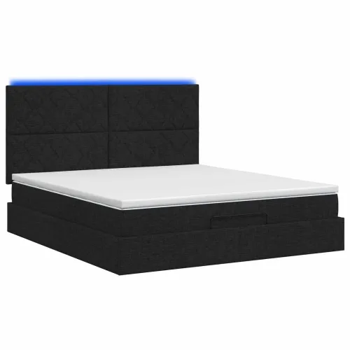 Krevet od pjene s madracem i LED-om Crna 180 x 200 cm Tkanina - Crna 180 x 200 cm Dizajn s rombovima Cijena