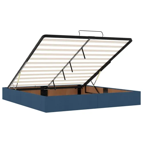 Krevet od pjene s madracem i LED-om Plava 180 x 200 cm Tkanina - Plava 180 x 200 cm Dizajn s rombovima Cijena