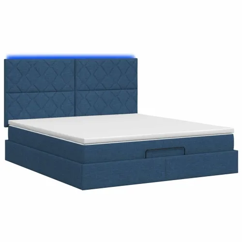 Krevet od pjene s madracem i LED-om Plava 180 x 200 cm Tkanina - Plava 180 x 200 cm Dizajn s rombovima Cijena