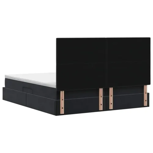 Krevet s od storage s uzglavljem Crna 180 x 200 cm Baršun - Crna 180 x 200 cm Dizajn s rombovima Cijena