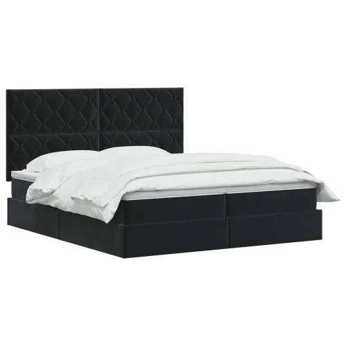 Krevet s od storage s uzglavljem Crna 180 x 200 cm Baršun - Crna 180 x 200 cm Dizajn s rombovima Cijena