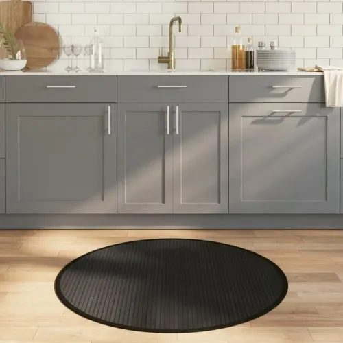 Okrugli tepih crni 100 cm bambus - Crna 100 cm Cijena