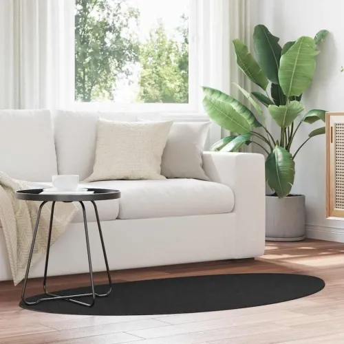 Tepih HUARTE Crna 80 x 150 cm Poliester - Ovalno-asimetrično Crna 80 x 150 cm Cijena